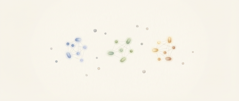 Constellation of dots clustering by meaning in a high-dimensional space